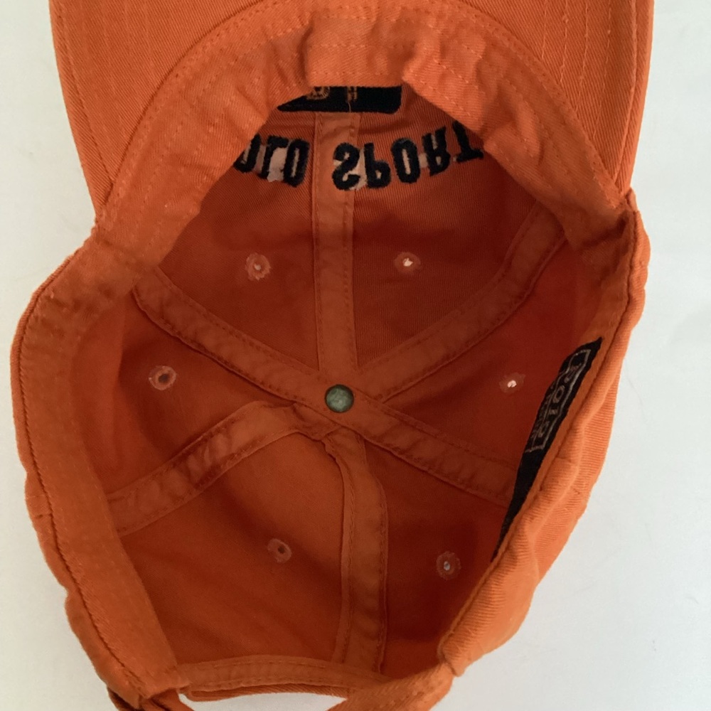 Vintage Polo Ralph Lauren Polo Sport RL Cap Hat Strap Back Orange USA Cotton OS - Picture 2 of 10